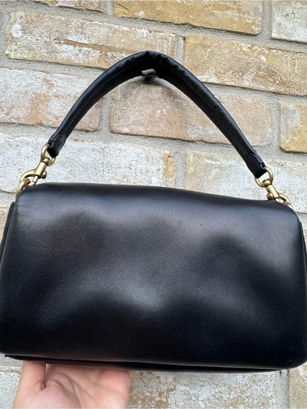 Coach Pillow Tabby 26 Black Nappa Leather Shoulder Bag Magnetic Snap